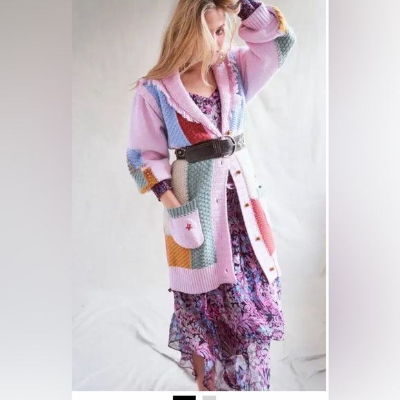 LoveShackFancy Sweaters - LoveShackFancy Colorful Patchwork Cardigan